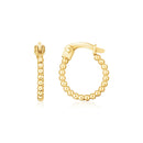 14K Yellow Gold Bead Hinged Hoop Earrings-3