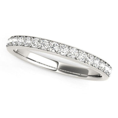 14k White Gold Prong Set Wedding Band with Diamonds (1/3 cttw) - 0