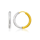 14k Two-Tone Gold Hinge Hammered Hoop Earrings-2