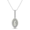 Marquis Shape Diamond Halo Pendant in 14k White Gold (2/3 cttw)-5