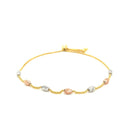 14k Tri-Color Gold Textured Oval Station Lariat Style Bracelet-7