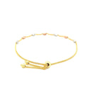 14k Tri-Color Gold Textured Oval Station Lariat Style Bracelet-8