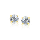 14k Yellow Gold Stud Earrings with White Hue Faceted Cubic Zirconia-5