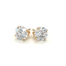 14k Yellow Gold Stud Earrings with White Hue Faceted Cubic Zirconia-6