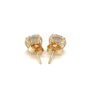 14k Yellow Gold Stud Earrings with White Hue Faceted Cubic Zirconia-7