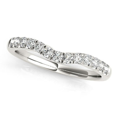 14k White Gold Diamond Curved Design Wedding Band (1/4 cttw) - 0