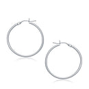 10k White Gold Polished Hoop Earrings (30 mm)-2