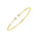 14k Yellow Gold High Polish Diamond Cluster Bangle (2mm)-3
