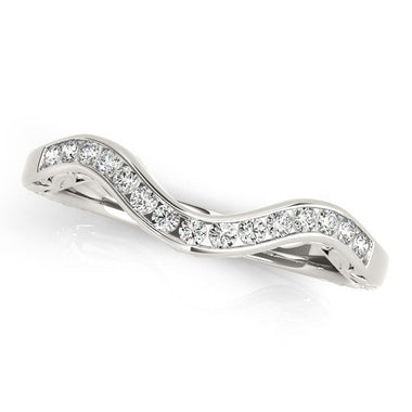 14k White Gold Curved Diamond Wedding Ring (1/10 cttw) - 0