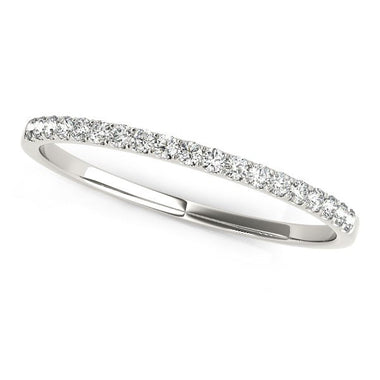 14k White Gold Pave Setting Diamond Wedding Ring (1/8 cttw) - 0