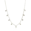 14k White Gold Necklace with Round Diamond Charms-9