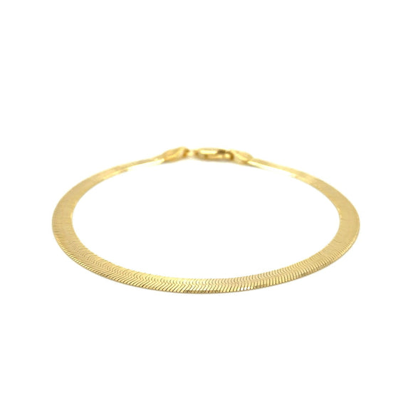 4.0mm 14k Yellow Gold Super Flex Herringbone Bracelet
