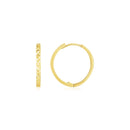 14k Yellow Gold Diamond Cut Textured Huggie Earrings-3