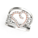 Heart Motif Filigree Style Diamond Ring in 14k White And Rose Gold (1/4 cttw)-5