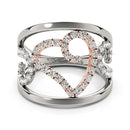 Heart Motif Filigree Style Diamond Ring in 14k White And Rose Gold (1/4 cttw)-6