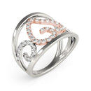 Heart Motif Filigree Style Diamond Ring in 14k White And Rose Gold (1/4 cttw)-7
