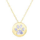 14k Yellow Gold Necklace with Dog Paw Print Symbol in Mother of Pearl-6