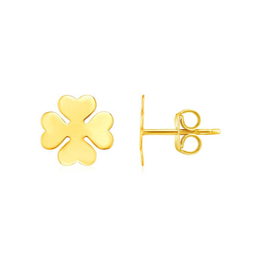 14K Yellow Gold Four Leaf Clover Earrings - 0