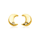 14k Yellow Gold Polished Moon Earrings with Diamonds-3