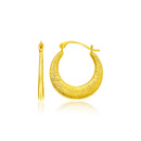 14k Yellow Gold Graduated Round Textured Hoop Earrings-2