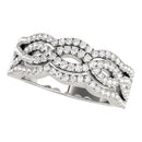 Diamond Studded Ring with Four Curves in 14k White Gold (5/8 cttw)-5