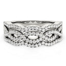 Diamond Studded Ring with Four Curves in 14k White Gold (5/8 cttw)-6