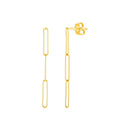 14k Yellow Gold Paperclip Chain Dangle Earrings-2