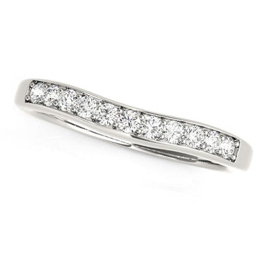 14k White Gold Curved Diamond Wedding Band (1/4 cttw) - 0