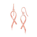 14k Rose Gold Polished Ribbon Style Drop Earrings-3