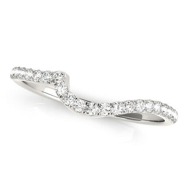 14k White Gold Round Pave Setting Curved Diamond Wedding Ring (1/5 cttw) - 0