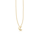 14k Yellow Gold Polished Moon Necklace with Diamond-7