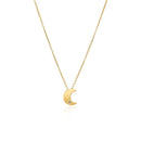 14k Yellow Gold Polished Moon Necklace with Diamond-8