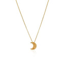 14k Yellow Gold Polished Moon Necklace with Diamond-9