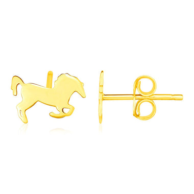 14K Yellow Gold Horse Earrings - 0