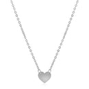 14k White Gold Polished Mini Heart Necklace-6
