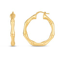 14k Yellow Gold Large Bamboo Hoops-3