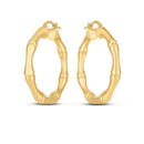 14k Yellow Gold Large Bamboo Hoops-4