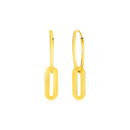 14k Yellow Gold Huggie Style Hoop Earrings with Paperclip Link Drops-2