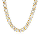 14k Two Tone Gold Miami Cuban Chain Necklace with White Pave-3