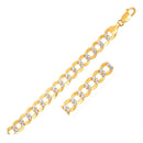 10 mm 14k Two Tone Gold Pave Curb Bracelet-5