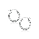 10k White Gold Polished Hoop Earrings (15 mm)-2