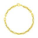 14k Yellow Gold 7 1/2 inch Paperclip Chain Bracelet with Three Diamond Links-3