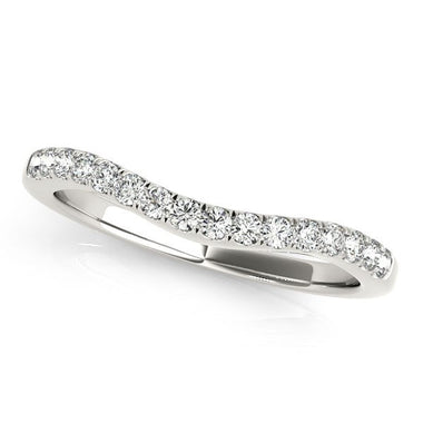 14k White Gold Curvy Style Pave Set Diamond Wedding Band (1/5 cttw) - 0