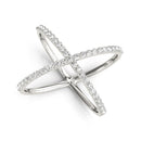 14k White Gold X Style Thin Ring with Diamonds (1/2 cttw)-5