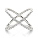 14k White Gold X Style Thin Ring with Diamonds (1/2 cttw)-6
