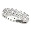 Diamond Studded Wide Multi-Diagonal Pattern Ring in 14k White Gold (5/8 cttw)-5