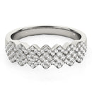 Diamond Studded Wide Multi-Diagonal Pattern Ring in 14k White Gold (5/8 cttw)-6