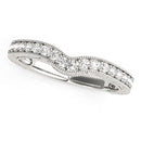 14k White Gold Bead Border Curved Diamond Wedding Band (1/4 cttw)-2