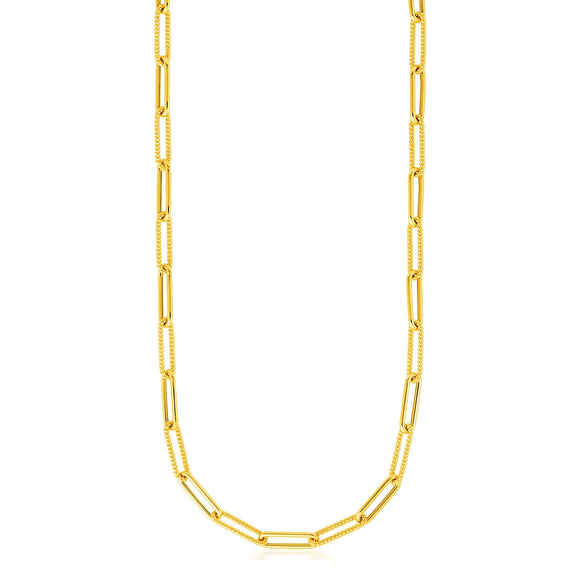 14k Yellow Gold Textured Paperclip Chain (3.5mm)