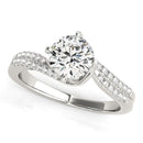 14k White Gold Spiral Design Pronged Diamond Engagement Ring (1 1/8 cttw)-3
